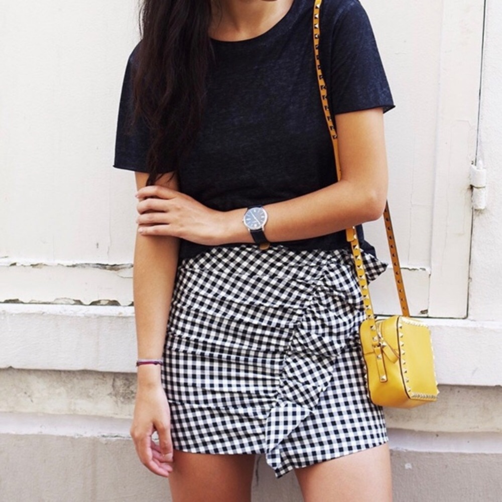 Zara Gingham Ruffle Mini Skit Blogger Favorite